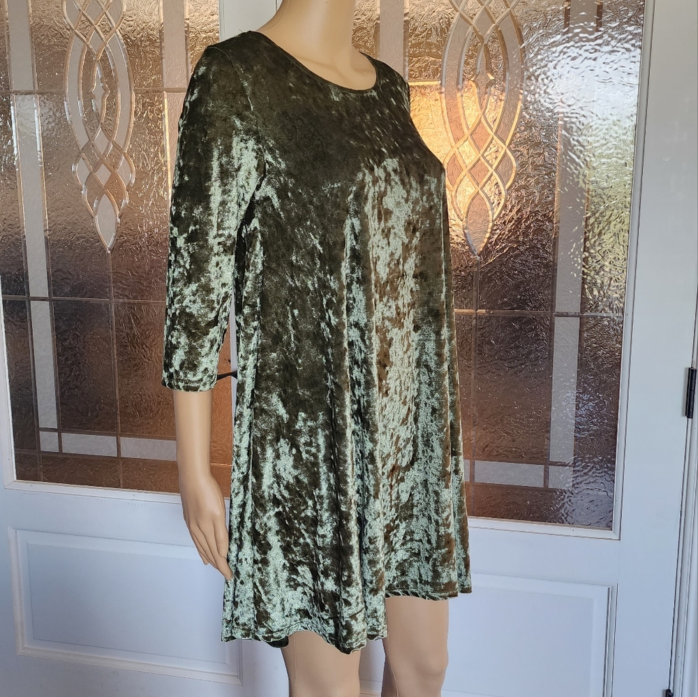 ROLLA COASTER GREEN VELVET DRESS